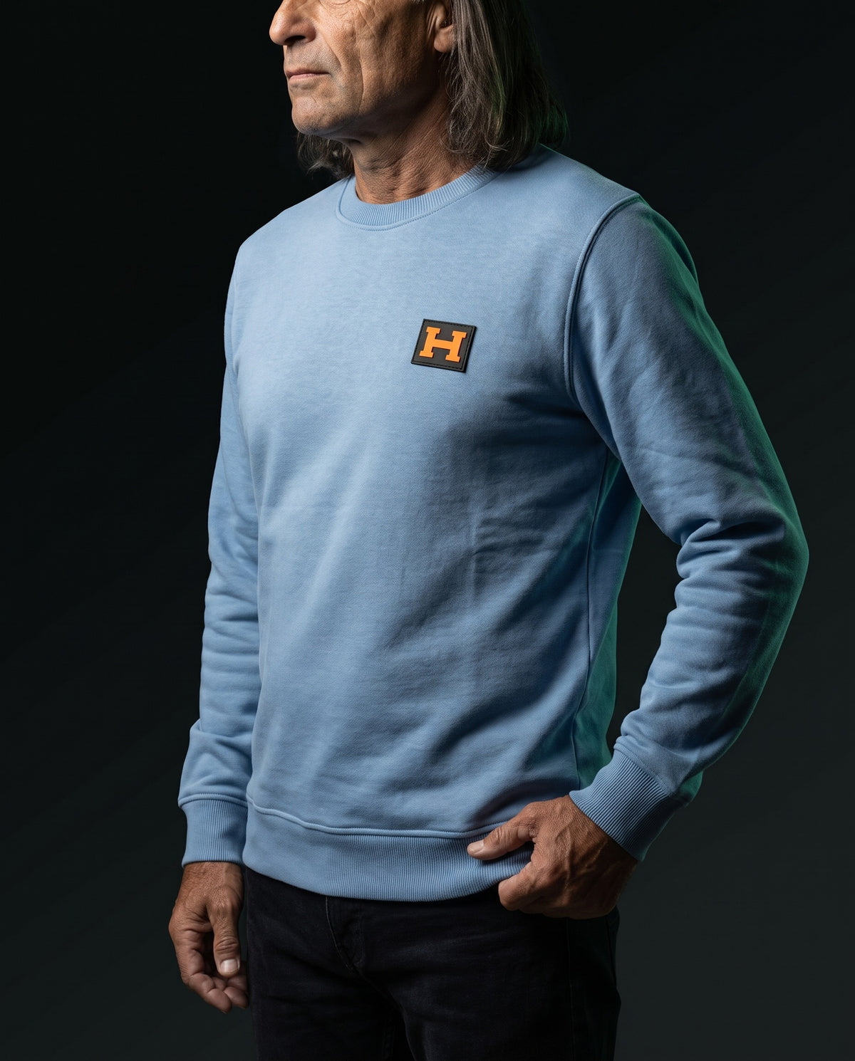 Herone Milano Pullover - Sigillo in Blau, Vorderseite mit H-Patch