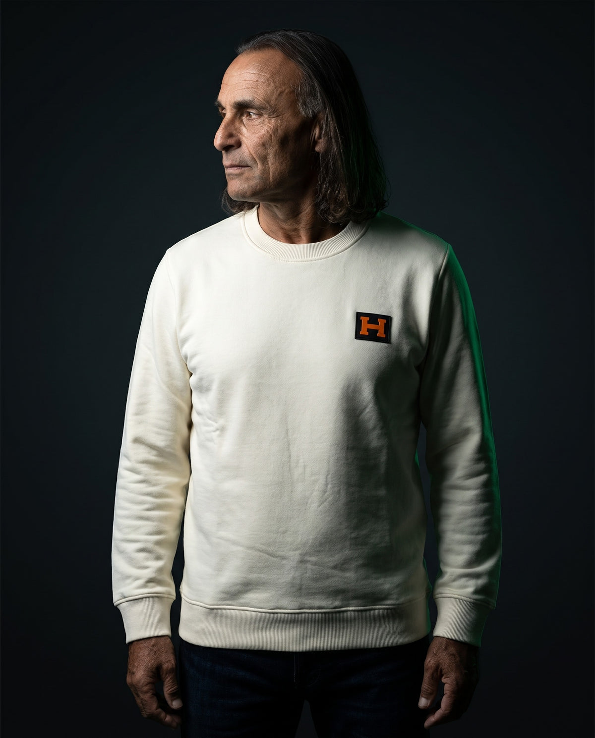Herone Milano Pullover - Sigillo in Weiß, Vorderseite mit H-Patch