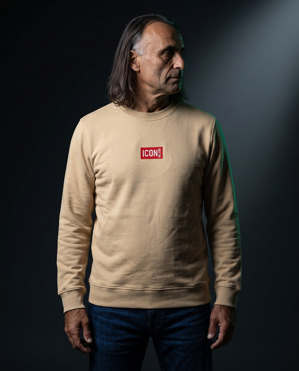 Icon Milano Pullover - Rosso in Beige