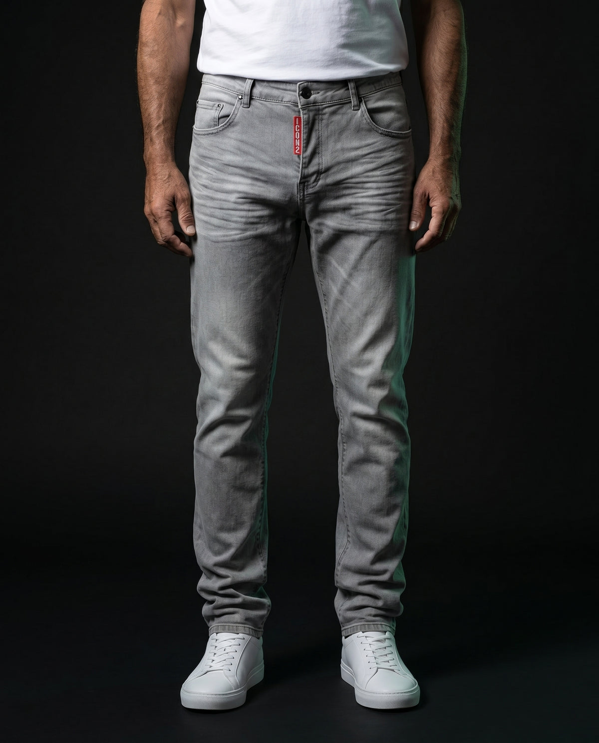 Icon 2 Jeans Onda Grau – Slim Denim, Frontansicht