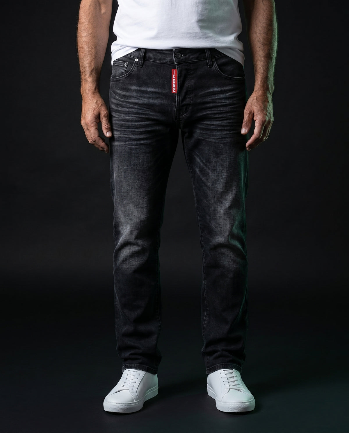 Icon 2 Jeans Onda Schwarz – Slim Denim, Frontansicht